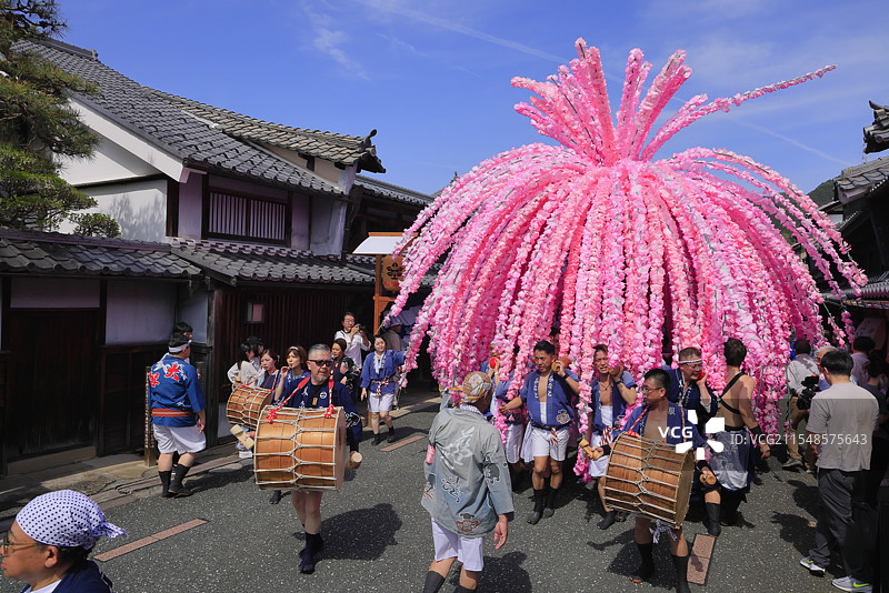 美浓节，花轿（可移动神社），岐阜县美浓图片素材