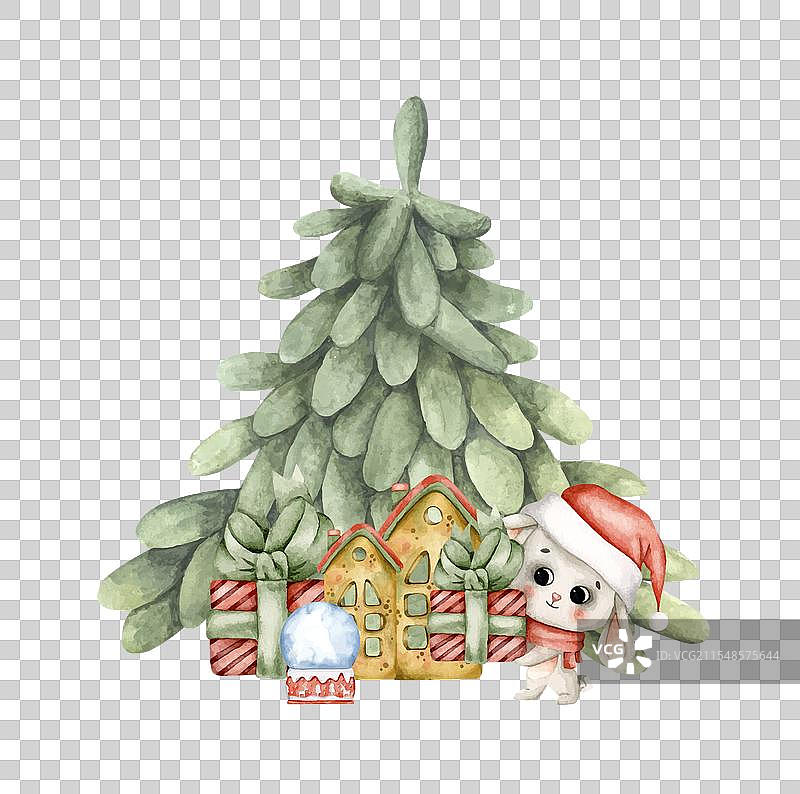 新年圣诞手绘水彩画图片素材