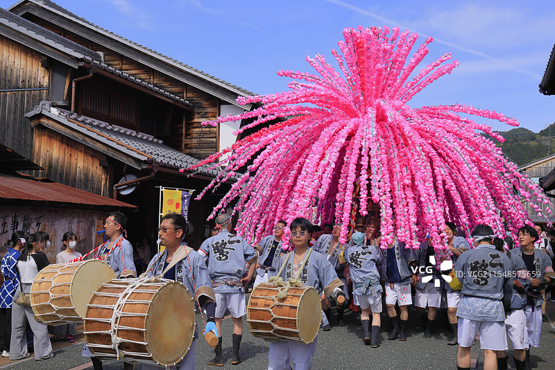 美浓节，花轿（可移动神社）美浓，岐阜县图片素材