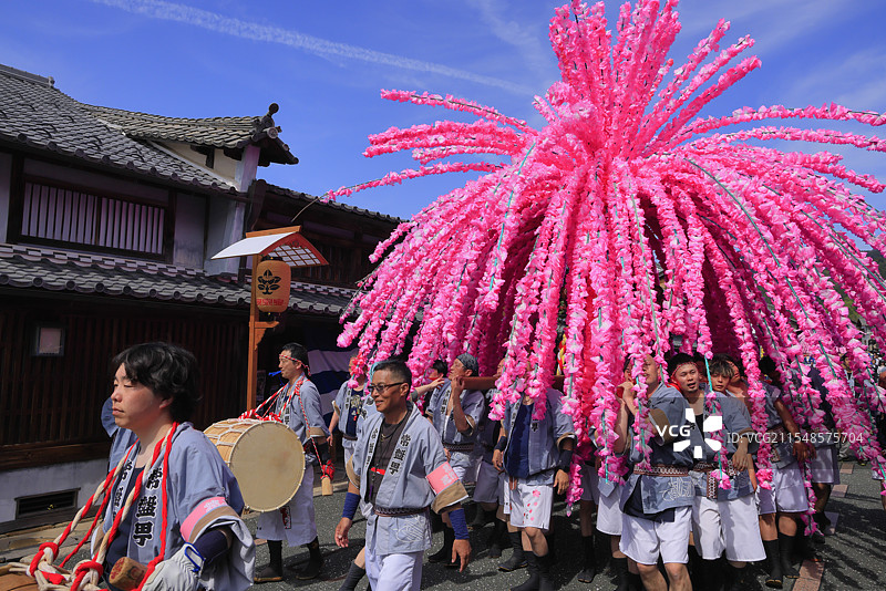 美浓节，花轿（可移动神社），岐阜县美浓图片素材
