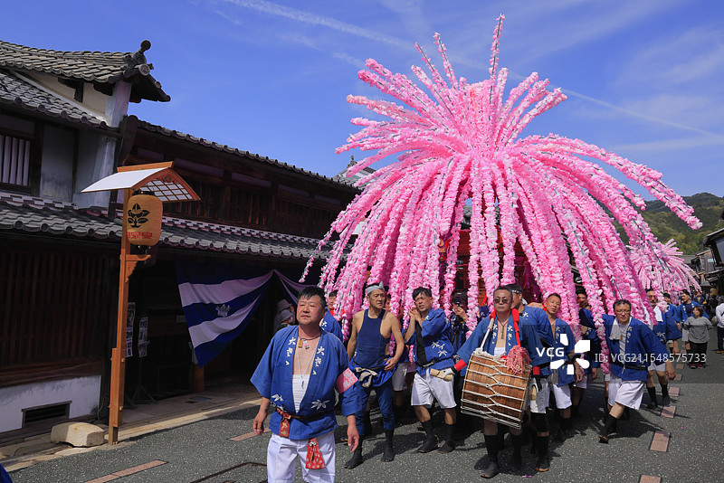 美浓节，花轿（可移动神社）美浓，岐阜县图片素材