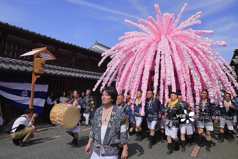 美浓节，花轿（可移动神社）美浓，岐阜县图片素材