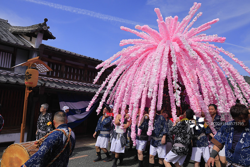 美浓节，花神轿（可移动神社），岐阜县美浓图片素材