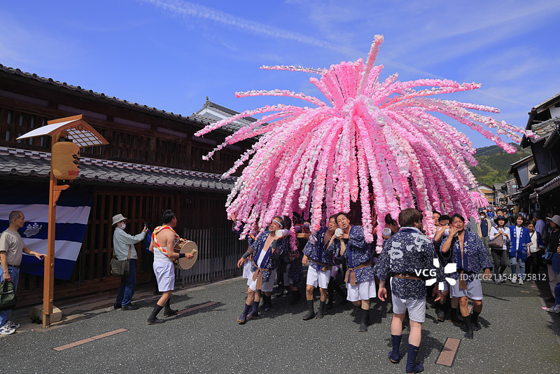 美浓节，花神轿（可移动神社），岐阜县美浓图片素材