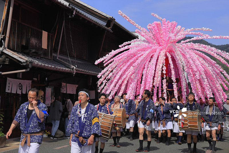 美浓节，花轿（可移动神社），岐阜县美浓图片素材