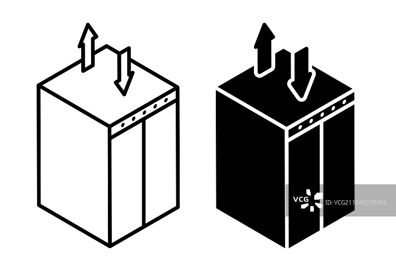现代电梯的线性图标，门关闭。图片素材