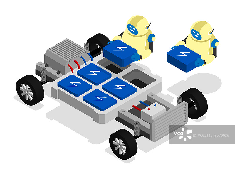 一组装配线机器人安装电气设备图片素材