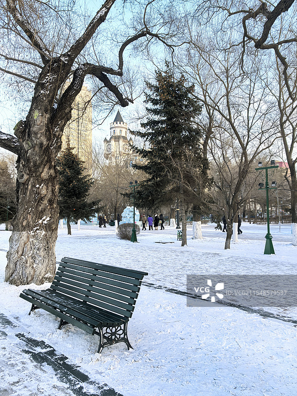哈尔滨斯大林公园雪景图片素材