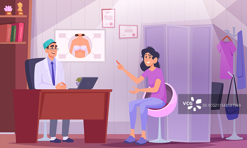 女性与医生进行整形手术咨询图片素材