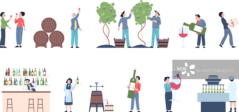 品酒或品鉴的男人与人们图片素材