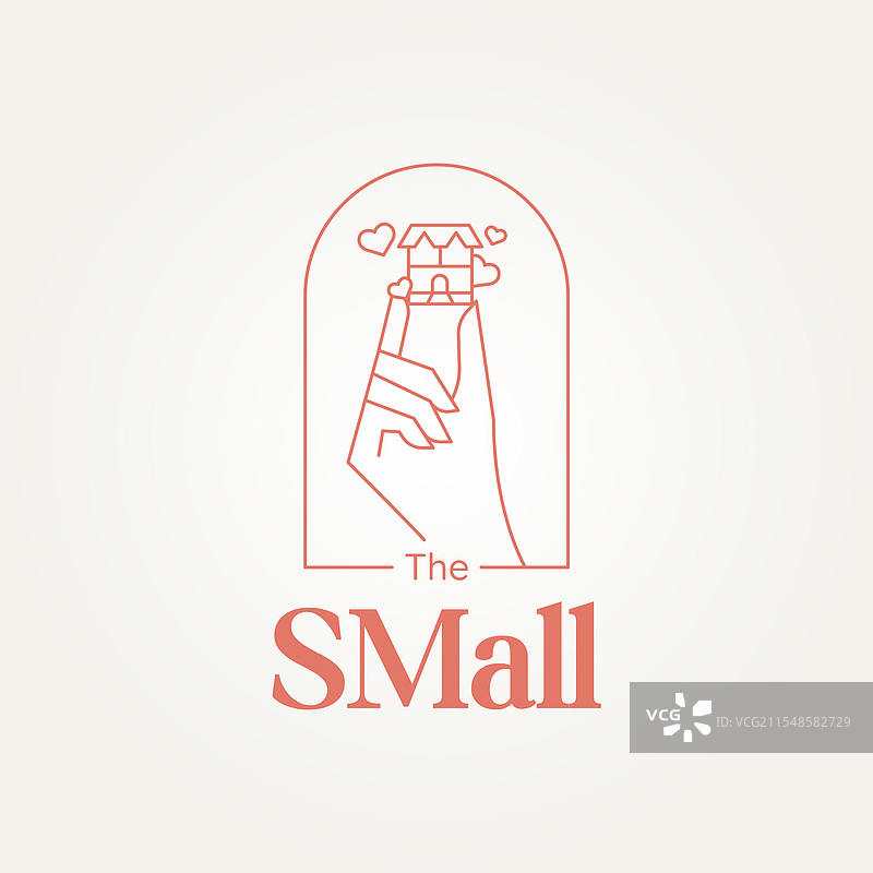 手握小型市场或迷你市场的线条艺术标志图片素材