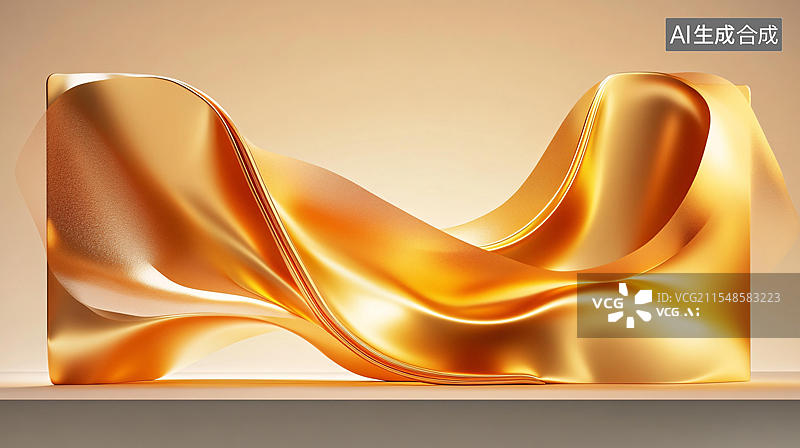 【AI数字艺术】金色彩绸彩带地产图片素材