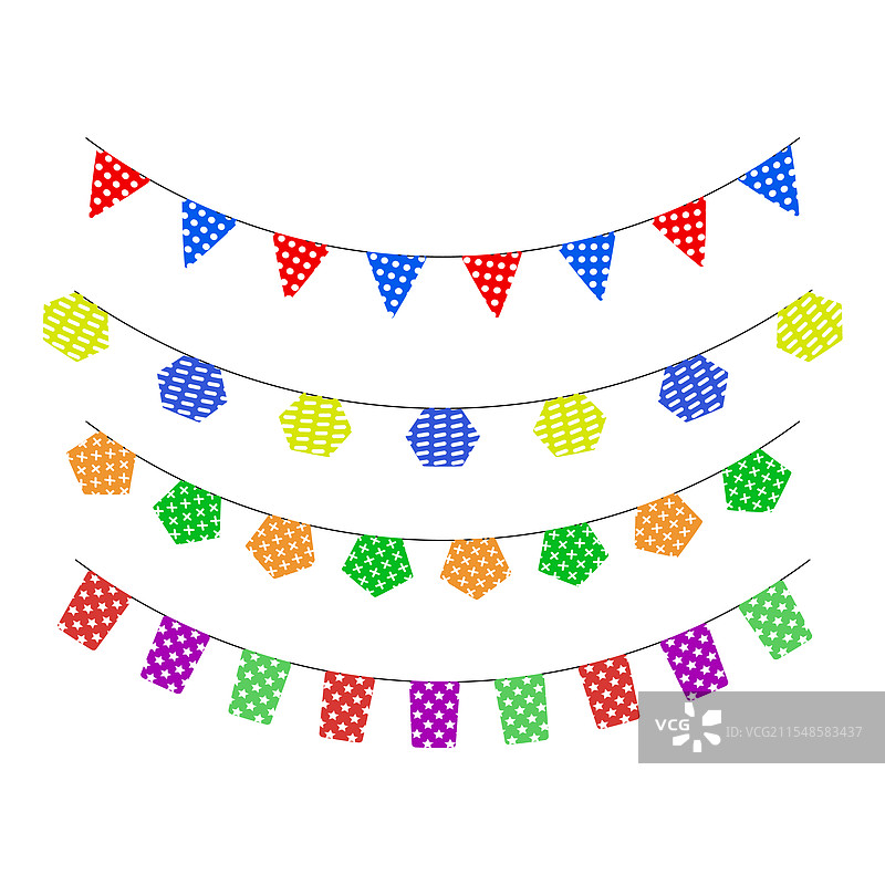 生日彩色旗帜装饰套件图片素材