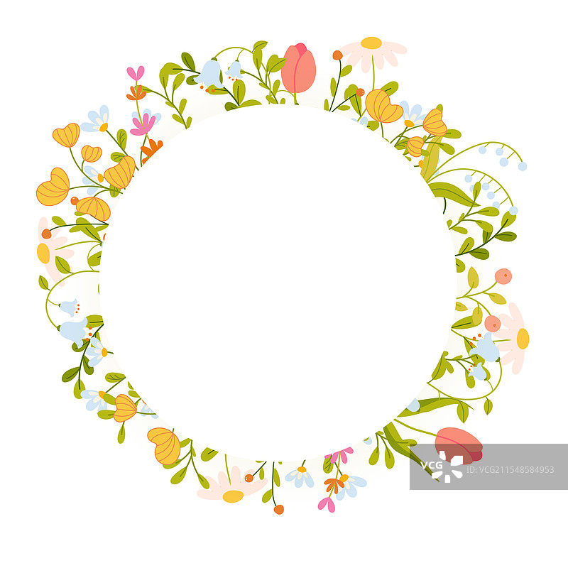 用于活动或卡片框架的花卉圆形框架图片素材