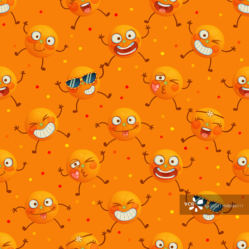 有趣的橙子无缝图案可爱的橙子图片素材