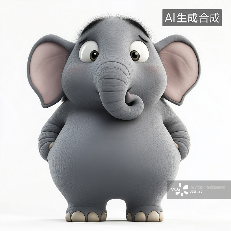 【AI数字艺术】3d卡通可爱的大象图片素材