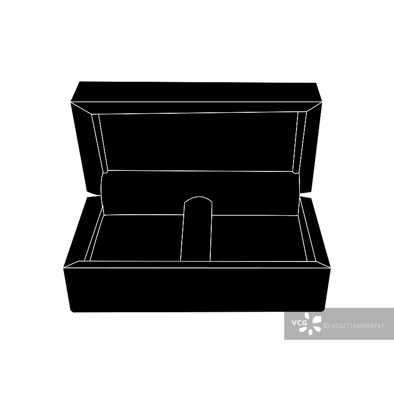 优雅的黑色首饰盒，盖子打开图片素材