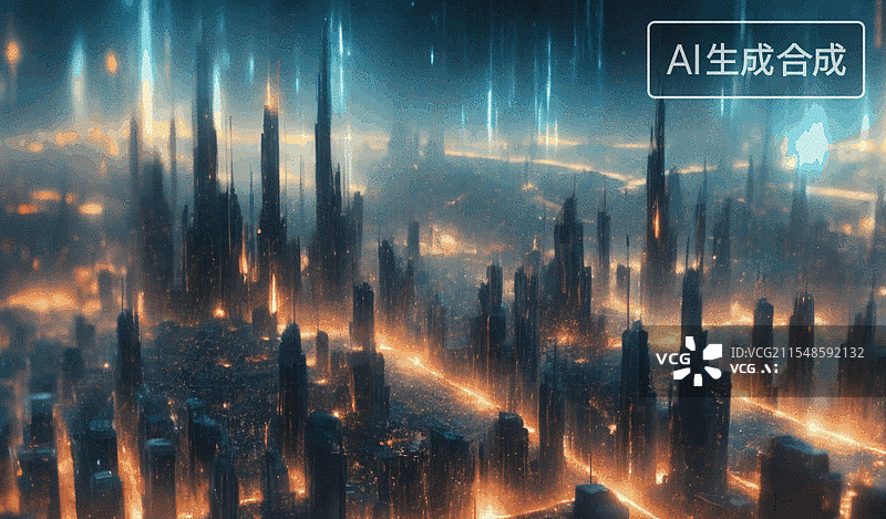 【AI数字艺术】未来都市夜景图片素材