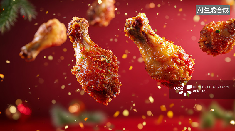 【AI数字艺术】美味炸鸡腿，炸鸡翅图片素材