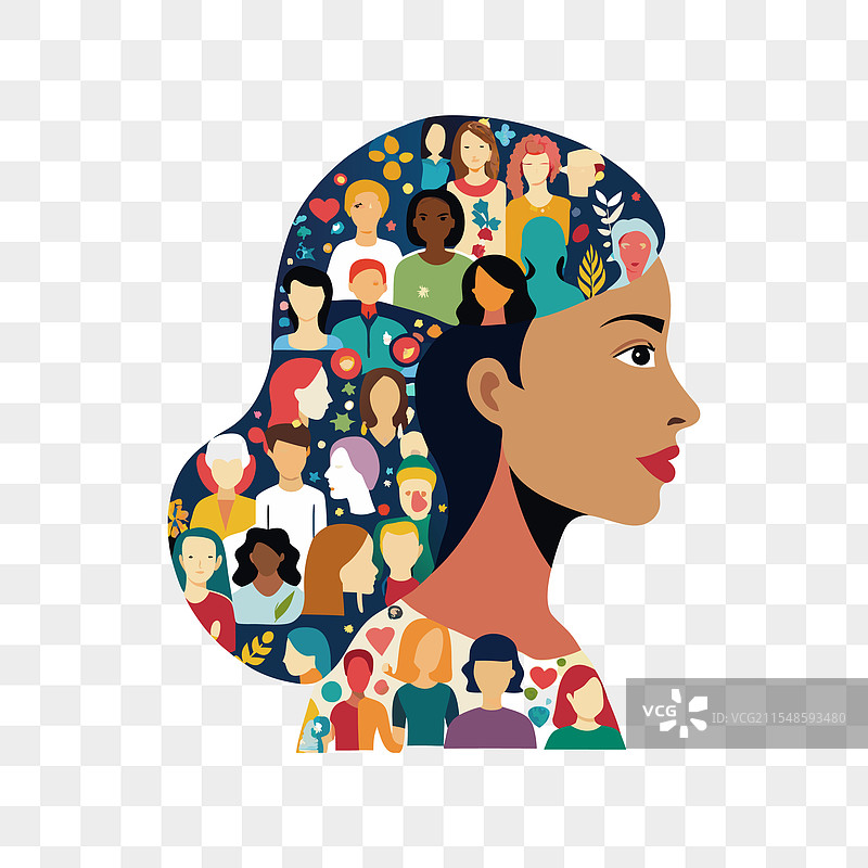 国际妇女节横幅，展示多种族女性图片素材