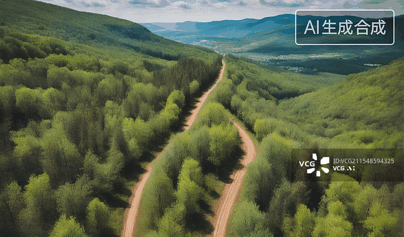 【AI数字艺术】森林之路图片素材