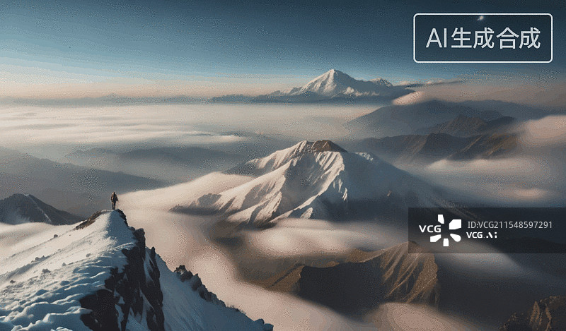 【AI数字艺术】雪山之巅图片素材