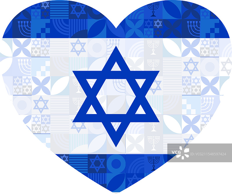 带有以色列符号的心形图案图片素材