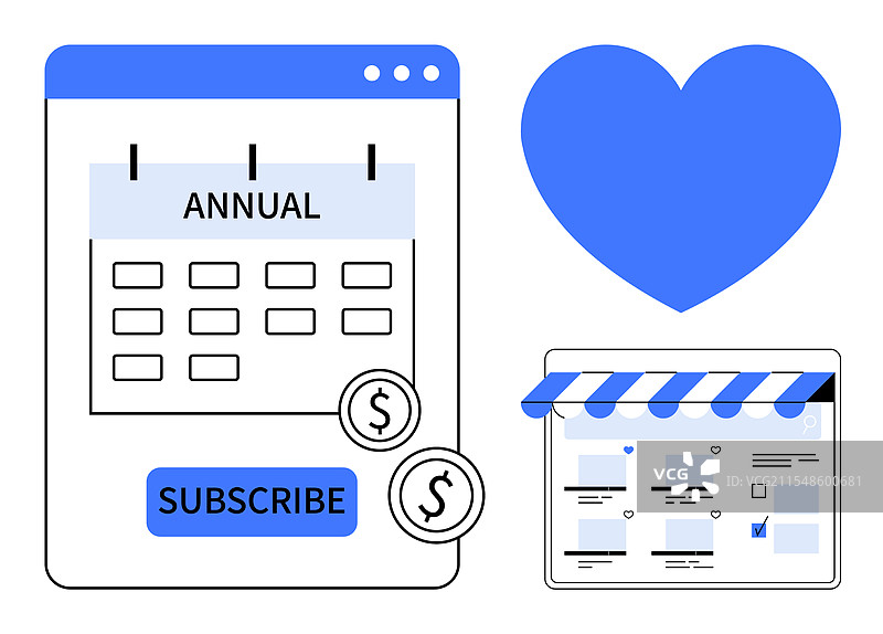 蓝色在线服务的年度订阅图片素材
