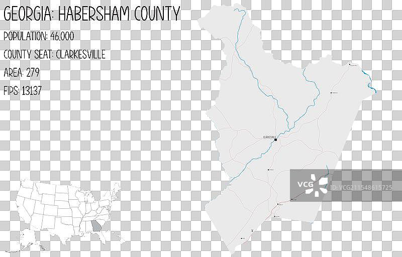 美国乔治亚州哈伯沙姆县地图图片素材