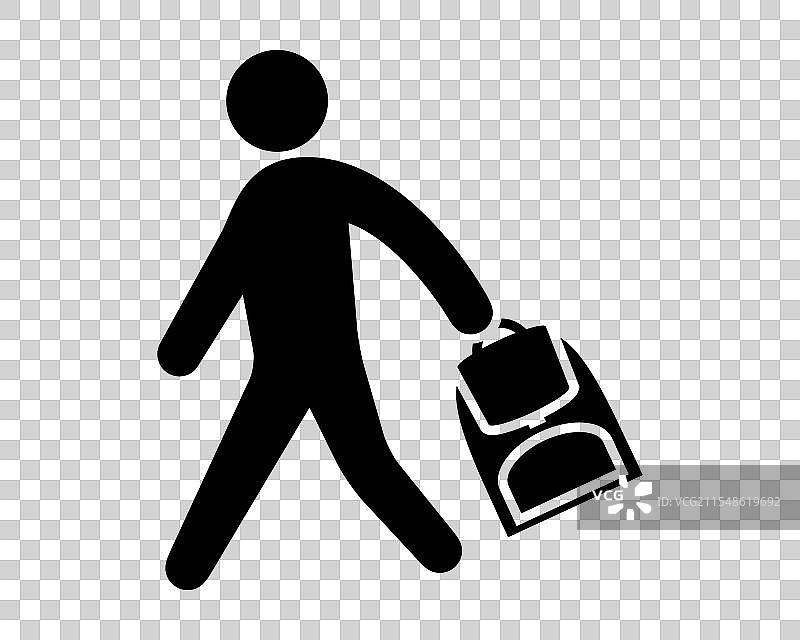 男人出门上班的图标，背着行李，走路旅行图片素材