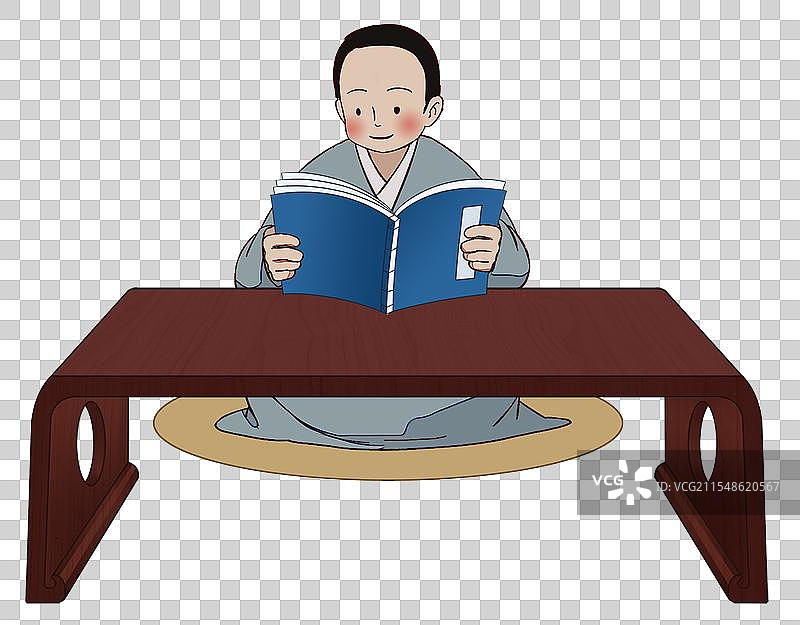 中国风新中式古风古典传统文化古装古人古代古时候历国学经典小孩孩子刻度读书学习进步卡通元素资讯插画图片素材