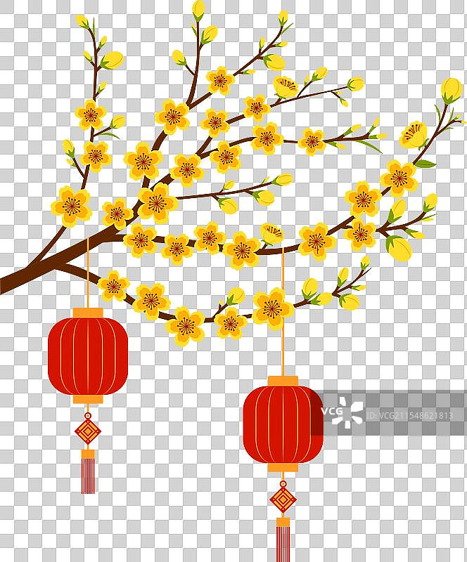 新年杏花枝装饰图片素材