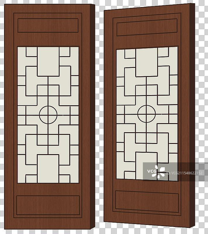 中国风新中式古风古典传统文化中式装修中式庭院房子门窗户卡通元素资讯插画图片素材