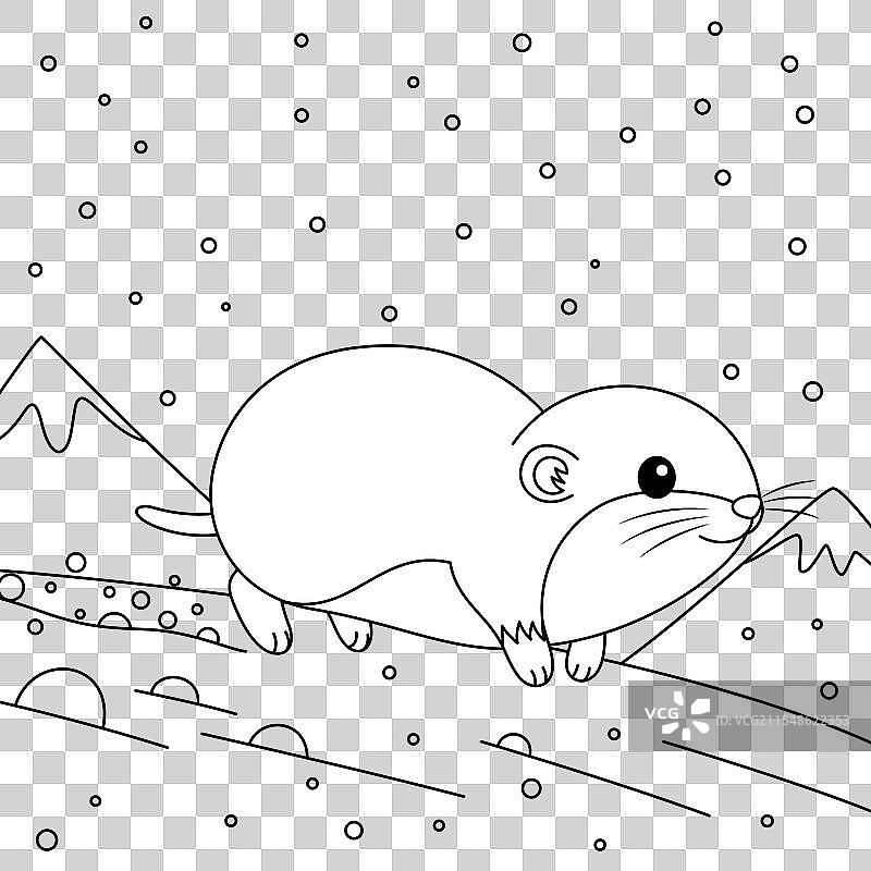 在雪原上奔跑的旅鼠轮廓图片素材