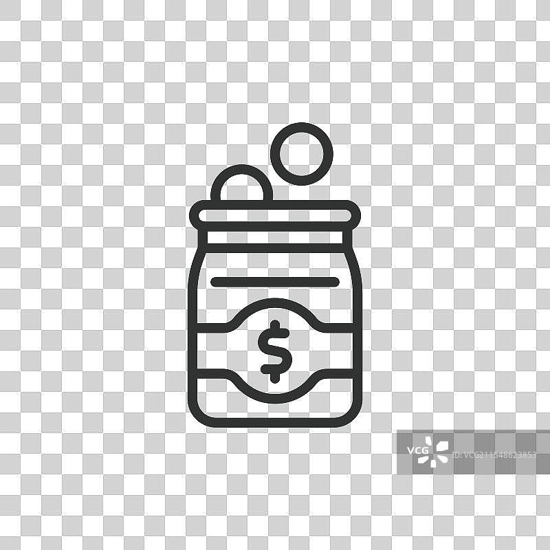 慈善捐款罐图标，线条设计风格图片素材