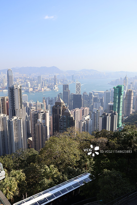 香港太平山缆车与高楼风景合影图片素材