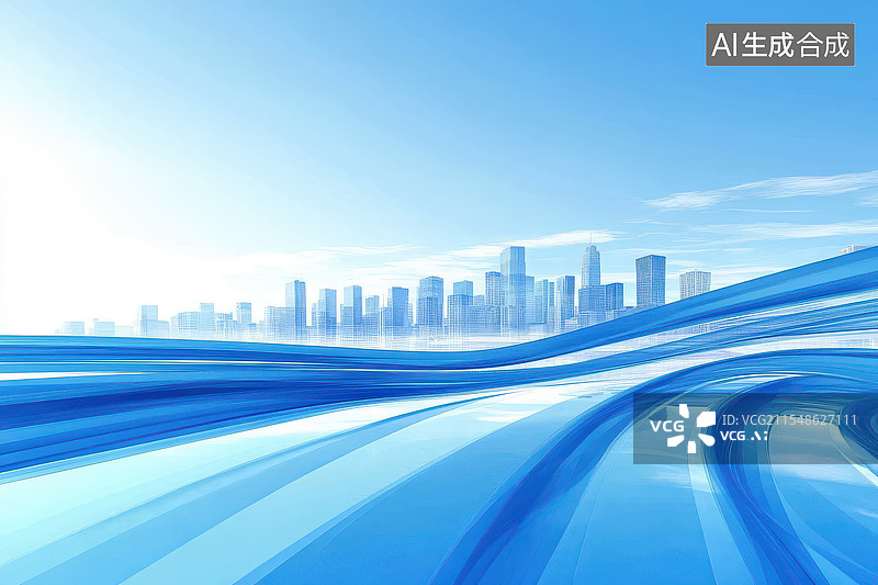 【AI数字艺术】蓝色会议kv主视觉活动主画面背景设计图片素材