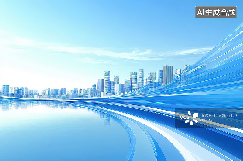【AI数字艺术】蓝色会议kv主视觉活动主画面背景设计图片素材
