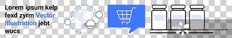 电子商务概念与购物车星球图片素材