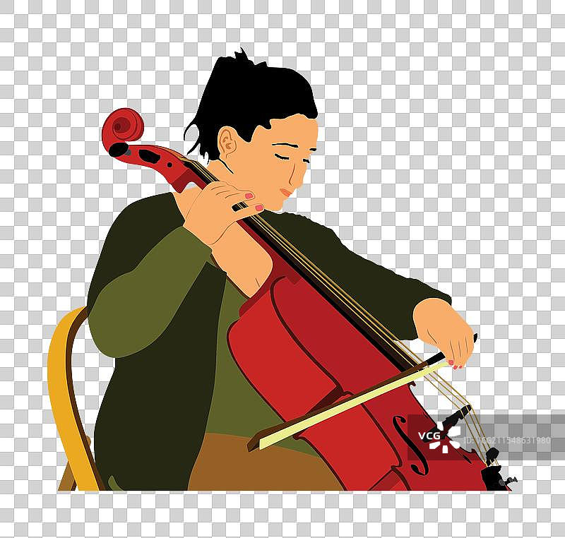 独奏的女大提琴手演奏大提琴图片素材