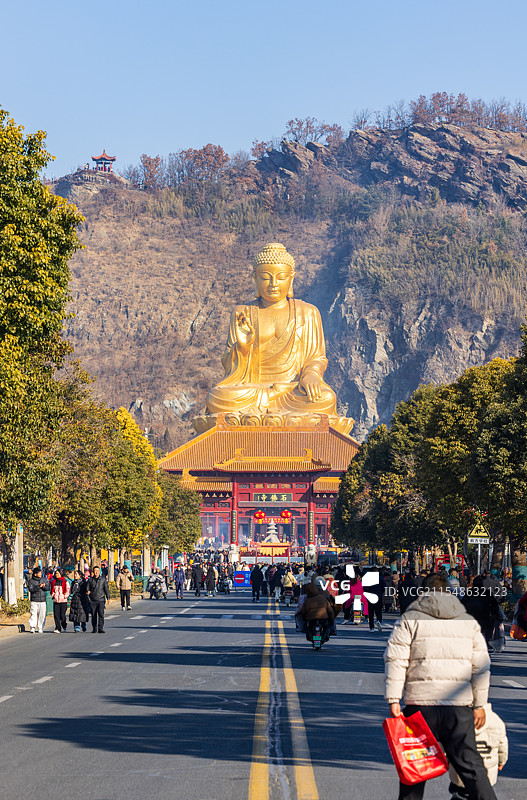 春节期间连云港市灌云县石佛寺景区人山人海图片素材