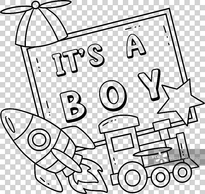 男婴洗礼，玩具孤立着的涂色图案图片素材