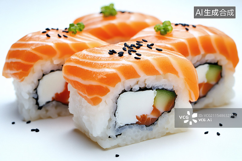【AI数字艺术】三文鱼寿司图片素材