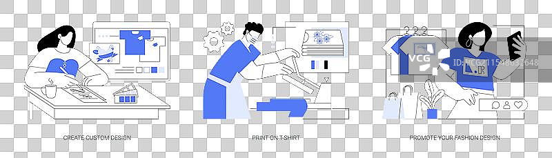 独立的卡通T恤印刷业务图片素材