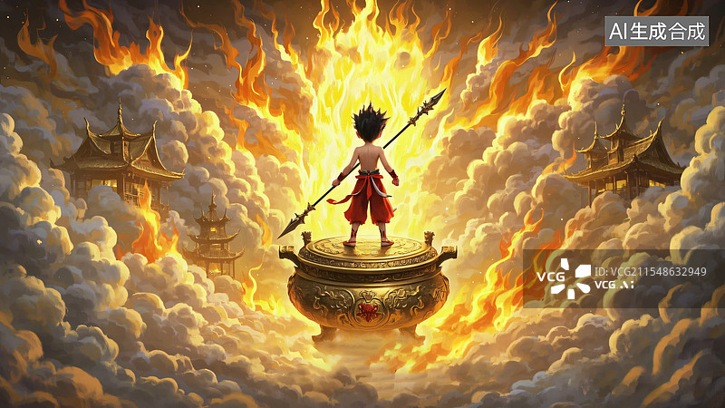 【AI数字艺术】哪吒插画图片素材