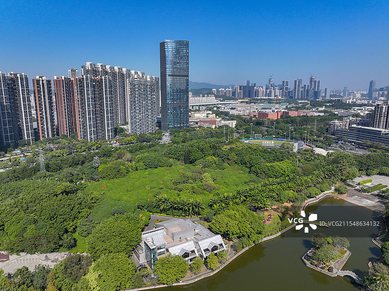 广东省深圳市南山区中山公园航拍图片素材