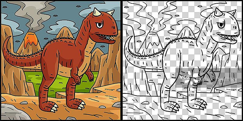 恐龙卡尔诺塔乌斯涂色页图片素材