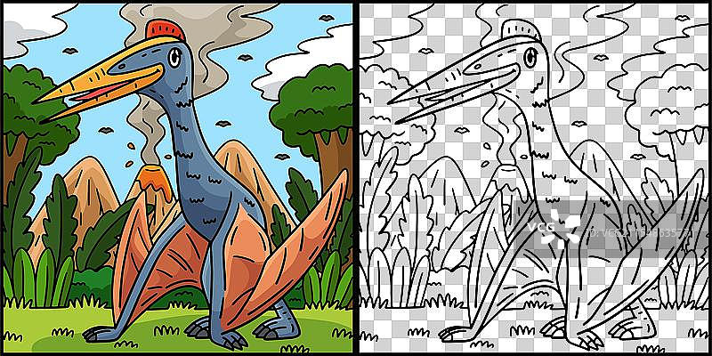 恐龙羽蛇神彩色页图片素材