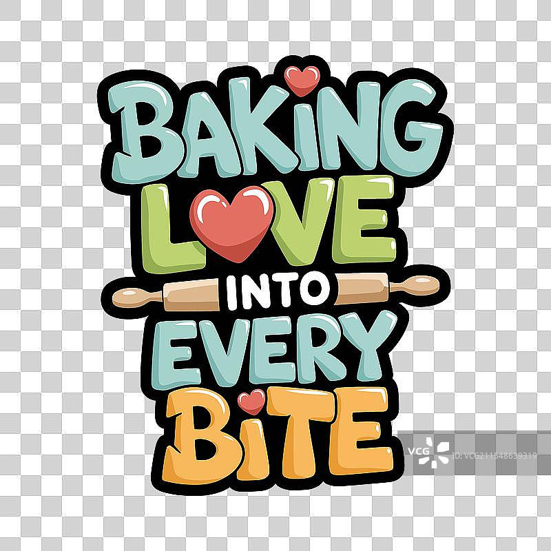 将爱融入每一口的烘焙字母图案T恤图片素材