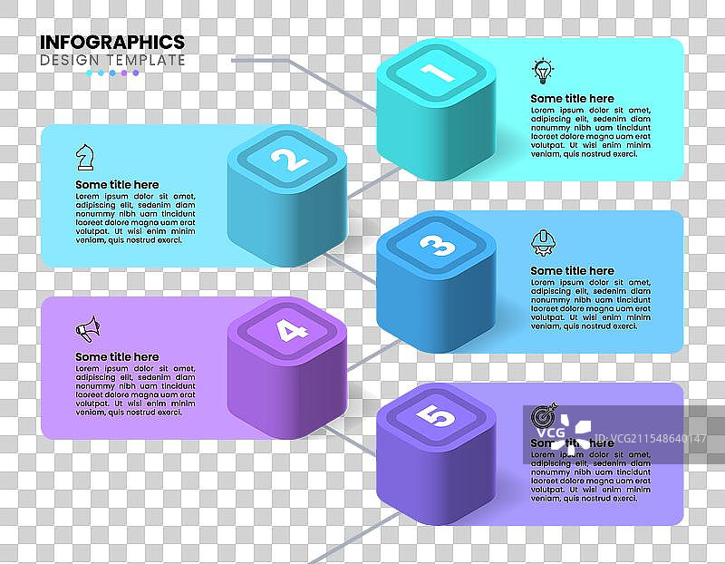 等距路径信息图模板，包含5个选项图片素材